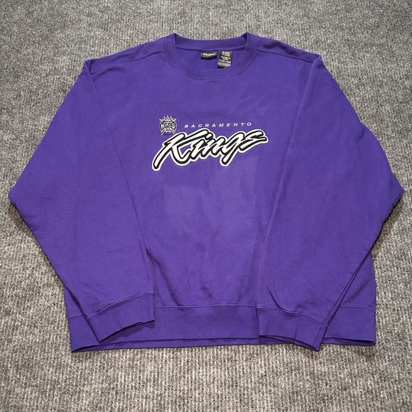 Sacramento Kings Crewneck Sweater‎ Basketball Pro Edge NBA Sz 2XL Purple - Picture 1 of 6